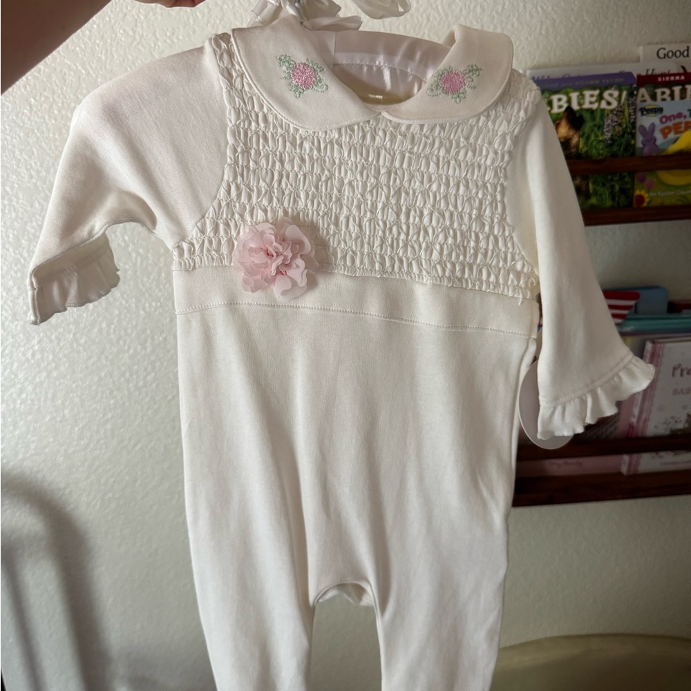 Edgehill Collection Elegant Cream Baby Christening Baptism One Piece Suit